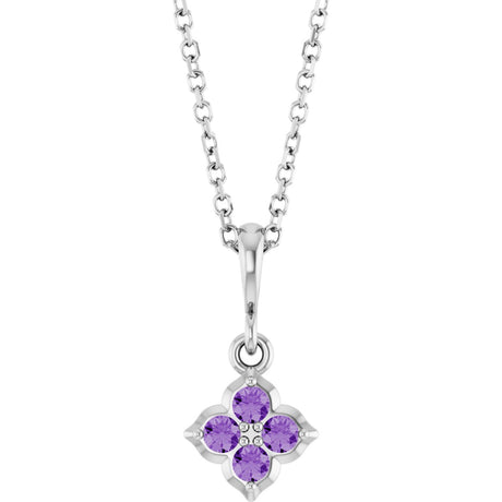 Platinum Round Lab-Grown Purple Sapphire Cluster Necklace or Pendant