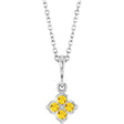 Platinum Round Lab-Grown Yellow Sapphire Cluster Necklace or Pendant