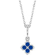 14K Gold Round Lab-Grown Blue Sapphire Cluster Necklace or Pendant - White Gold
