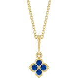 14K Gold Round Lab-Grown Blue Sapphire Cluster Necklace or Pendant - Yellow Gold