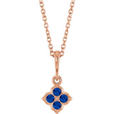 14K Gold Round Lab-Grown Blue Sapphire Cluster Necklace or Pendant - Rose Gold