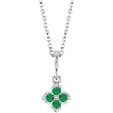 14K Gold Round Lab-Grown Emerald Cluster Necklace or Pendant - White Gold