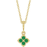 14K Gold Round Lab-Grown Emerald Cluster Necklace or Pendant - Yellow Gold