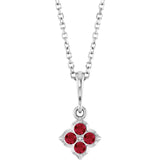 14K Gold Round Lab-Grown Ruby Cluster Necklace or Pendant - White Gold