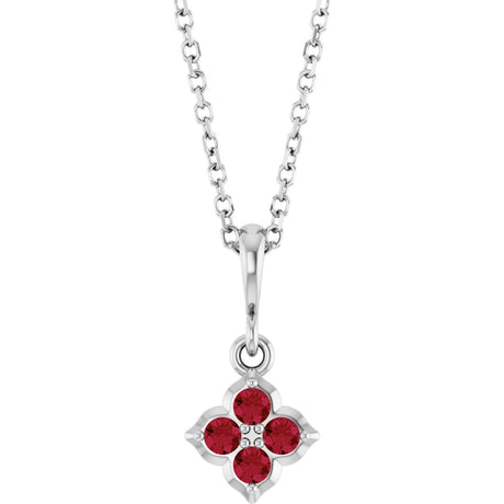 Platinum Round Lab-Grown Ruby Cluster Necklace or Pendant
