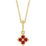 14K Gold Round Lab-Grown Ruby Cluster Necklace or Pendant - Yellow Gold