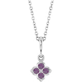 14K Gold Round Lab-Grown Alexandrite Cluster Necklace or Pendant - White Gold
