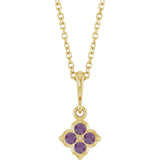 14K Gold Round Lab-Grown Alexandrite Cluster Necklace or Pendant - Yellow Gold