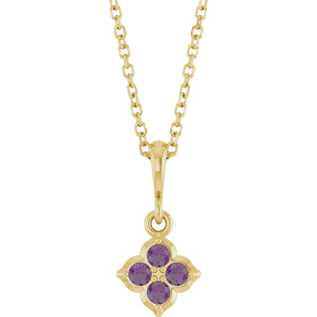 14K Gold Round Lab-Grown Alexandrite Cluster Necklace or Pendant - Yellow Gold