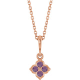 14K Gold Round Lab-Grown Alexandrite Cluster Necklace or Pendant - Rose Gold