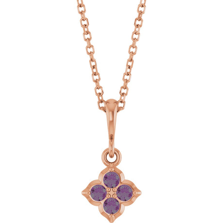14K Gold Round Lab-Grown Alexandrite Cluster Necklace or Pendant - Rose Gold