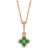 14K Gold Round Lab-Grown Emerald Cluster Necklace or Pendant - Rose Gold