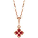 14K Gold Round Lab-Grown Ruby Cluster Necklace or Pendant - Rose Gold