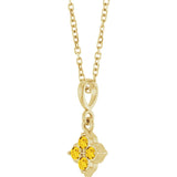14K Gold Round Lab-Grown Yellow Sapphire Cluster Necklace or Pendant - Yellow Gold - view 2