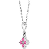 Platinum Round Lab-Grown Pink Sapphire Cluster Necklace or Pendant - view 2