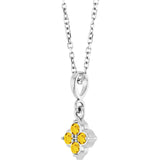 14K Gold Round Lab-Grown Yellow Sapphire Cluster Necklace or Pendant - White Gold - view 2