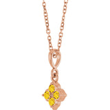 14K Gold Round Lab-Grown Yellow Sapphire Cluster Necklace or Pendant - Rose Gold - view 2