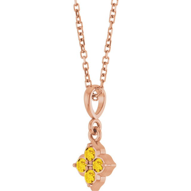 14K Gold Round Lab-Grown Yellow Sapphire Cluster Necklace or Pendant - Rose Gold - view 2