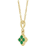 14K Gold Round Lab-Grown Emerald Cluster Necklace or Pendant - Yellow Gold - view 2