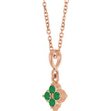 14K Gold Round Lab-Grown Emerald Cluster Necklace or Pendant - Rose Gold - view 2