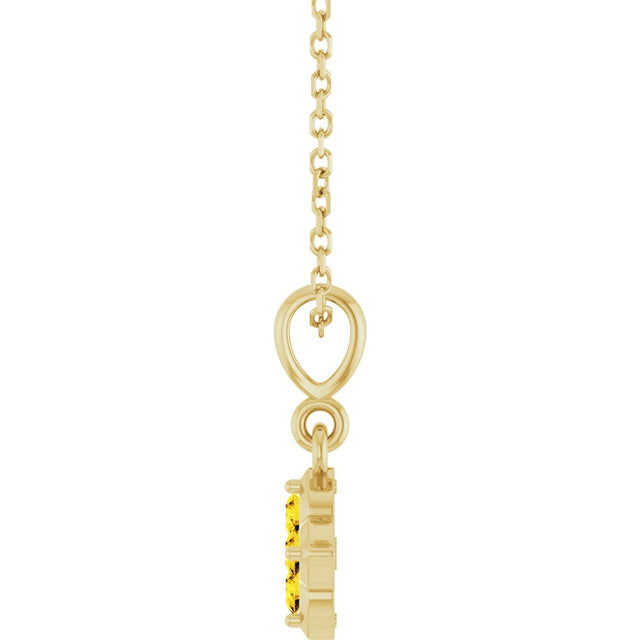 14K Gold Round Lab-Grown Yellow Sapphire Cluster Necklace or Pendant - Yellow Gold - view 3