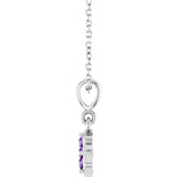 Platinum Round Lab-Grown Purple Sapphire Cluster Necklace or Pendant - view 3