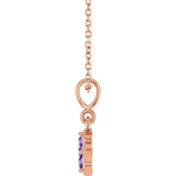 14K Gold Round Lab-Grown Purple Sapphire Cluster Necklace or Pendant - Rose Gold - view 3