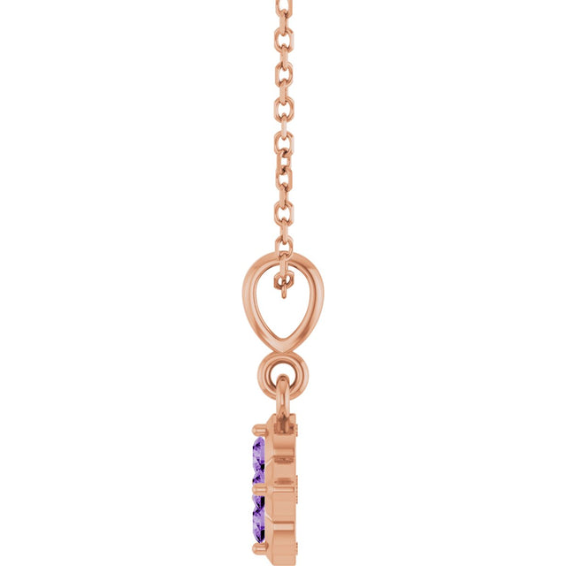 14K Gold Round Lab-Grown Purple Sapphire Cluster Necklace or Pendant - Rose Gold - view 3