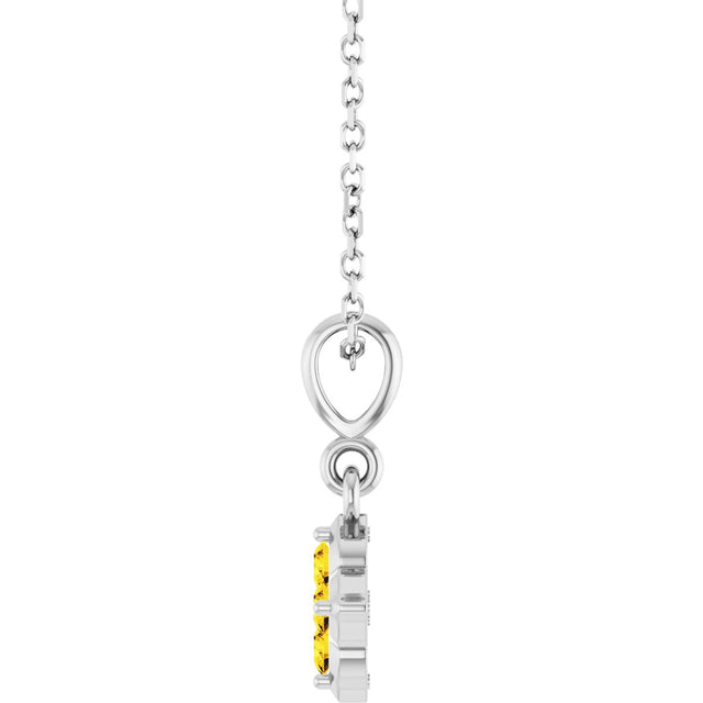 14K Gold Round Lab-Grown Yellow Sapphire Cluster Necklace or Pendant - White Gold - view 3