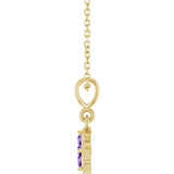 14K Gold Round Lab-Grown Purple Sapphire Cluster Necklace or Pendant - Yellow Gold - view 3
