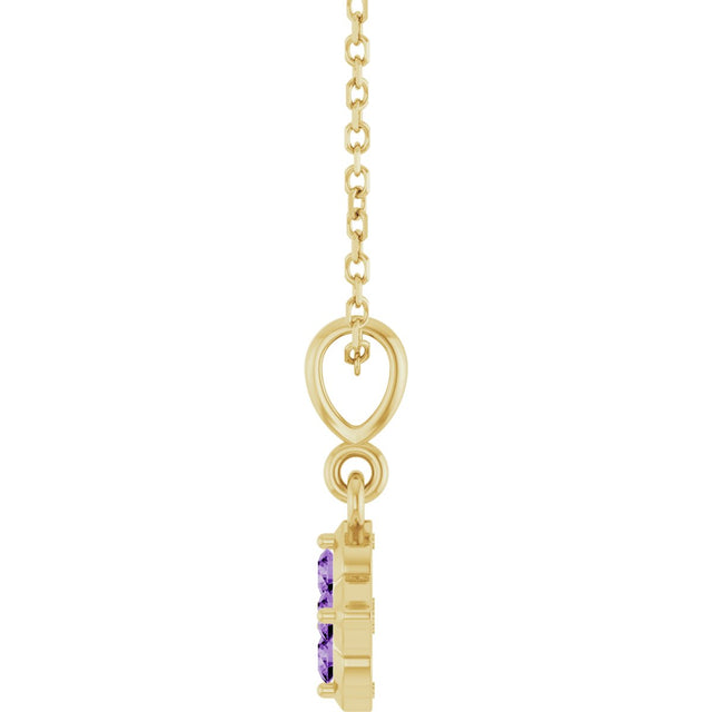 14K Gold Round Lab-Grown Purple Sapphire Cluster Necklace or Pendant - Yellow Gold - view 3