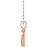 14K Gold Round Lab-Grown Yellow Sapphire Cluster Necklace or Pendant - Rose Gold - view 3