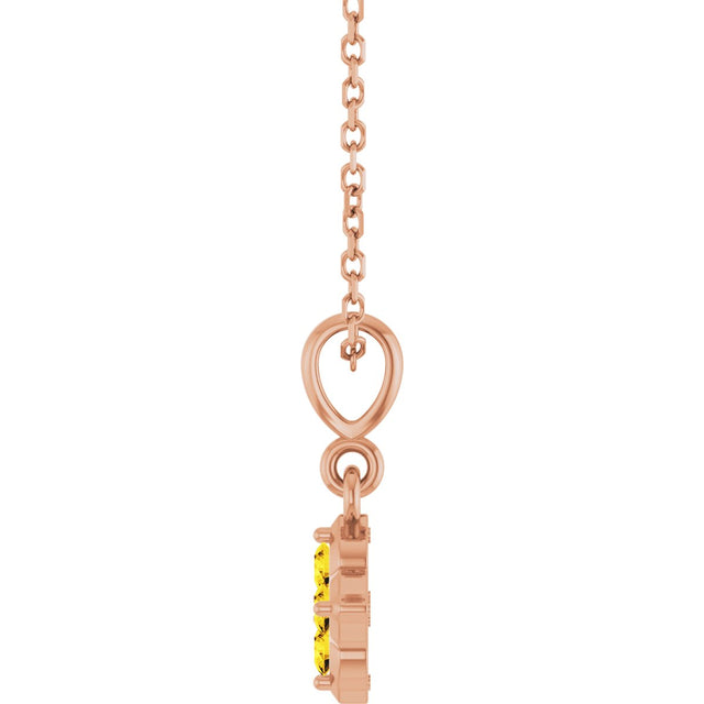 14K Gold Round Lab-Grown Yellow Sapphire Cluster Necklace or Pendant - Rose Gold - view 3