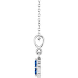 14K Gold Round Lab-Grown Blue Sapphire Cluster Necklace or Pendant - White Gold - view 3