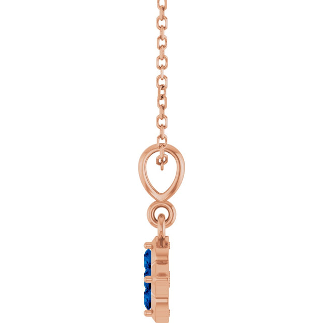 14K Gold Round Lab-Grown Blue Sapphire Cluster Necklace or Pendant - Rose Gold - view 3
