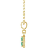 14K Gold Round Lab-Grown Emerald Cluster Necklace or Pendant - Yellow Gold - view 3