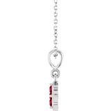 14K Gold Round Lab-Grown Ruby Cluster Necklace or Pendant - White Gold - view 3