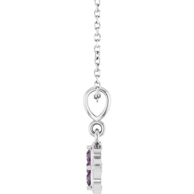 Platinum Round Lab-Grown Alexandrite Cluster Necklace or Pendant - view 3