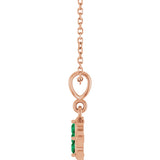 14K Gold Round Lab-Grown Emerald Cluster Necklace or Pendant - Rose Gold - view 3