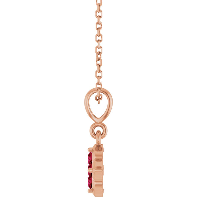 14K Gold Round Lab-Grown Ruby Cluster Necklace or Pendant - Rose Gold - view 3