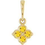14K Gold Round Lab-Grown Yellow Sapphire Cluster Necklace or Pendant - Yellow Gold