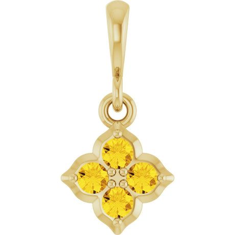 14K Gold Round Lab-Grown Yellow Sapphire Cluster Necklace or Pendant - Yellow Gold