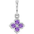 Platinum Round Lab-Grown Purple Sapphire Cluster Necklace or Pendant