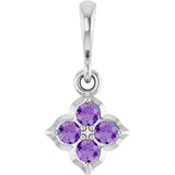 14K Gold Round Lab-Grown Purple Sapphire Cluster Necklace or Pendant - White Gold