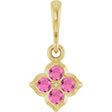 14K Gold Round Lab-Grown Pink Sapphire Cluster Necklace or Pendant - Yellow Gold