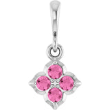 14K Gold Round Lab-Grown Pink Sapphire Cluster Necklace or Pendant - White Gold