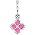 Platinum Round Lab-Grown Pink Sapphire Cluster Necklace or Pendant