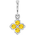 14K Gold Round Lab-Grown Yellow Sapphire Cluster Necklace or Pendant - White Gold