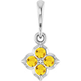 Platinum Round Lab-Grown Yellow Sapphire Cluster Necklace or Pendant
