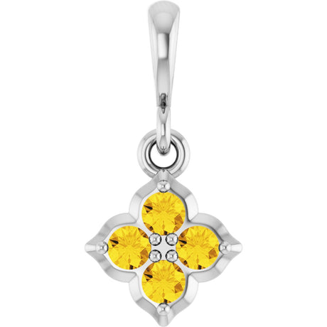Platinum Round Lab-Grown Yellow Sapphire Cluster Necklace or Pendant
